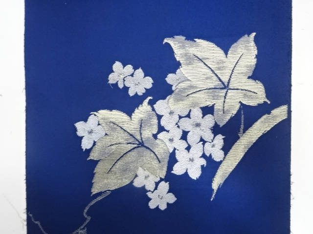  アンティーク　花模様織り出し　名古屋帯地反物